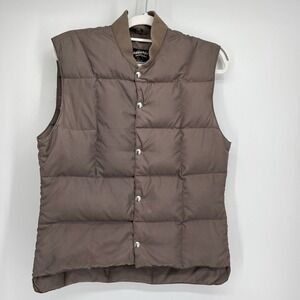 VINTAGE Puffer GOOSE DOWN Snap Vest Alaska Sleeping Bag Co Small Brown